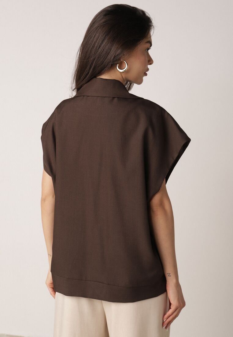 Brązowa Garniturowa Kamizelka Oversize z Dwurzędowym Zapięciem Edriana 3