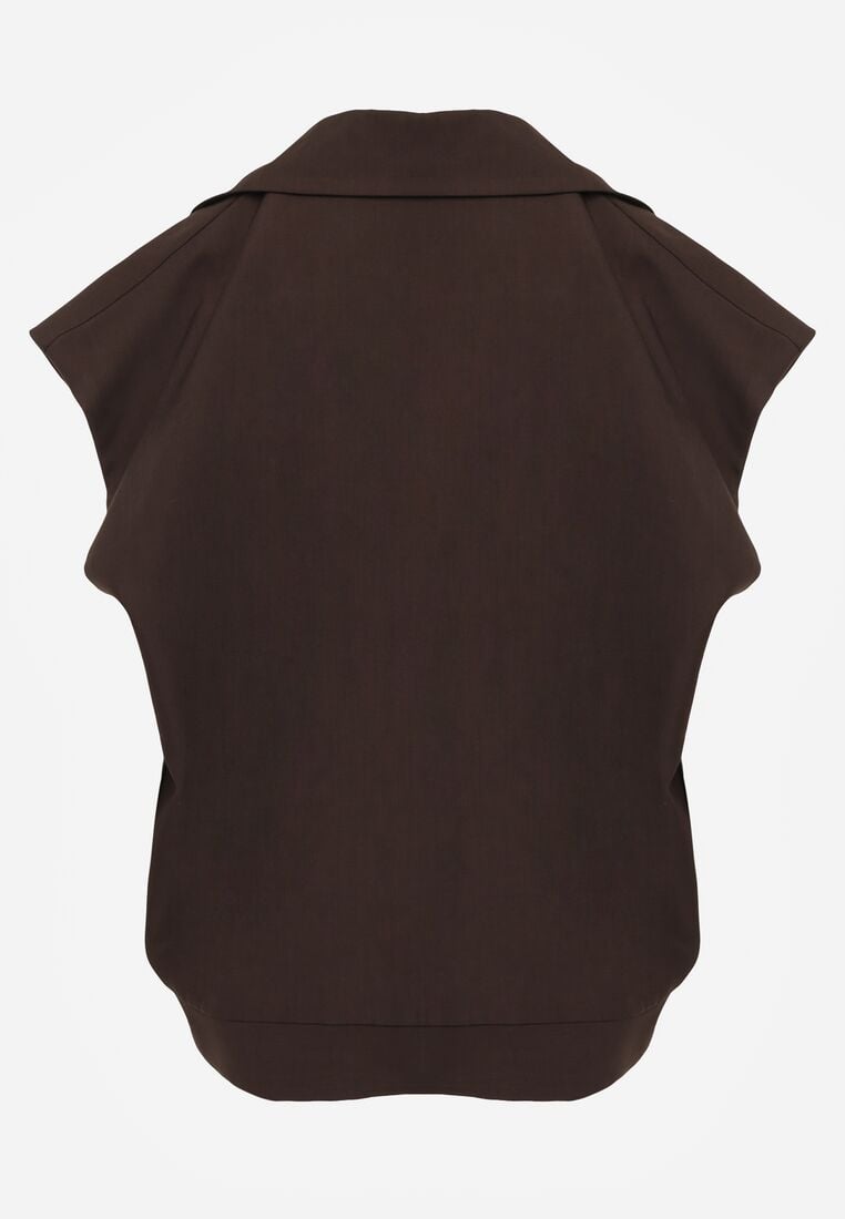 Brązowa Garniturowa Kamizelka Oversize z Dwurzędowym Zapięciem Edriana 7