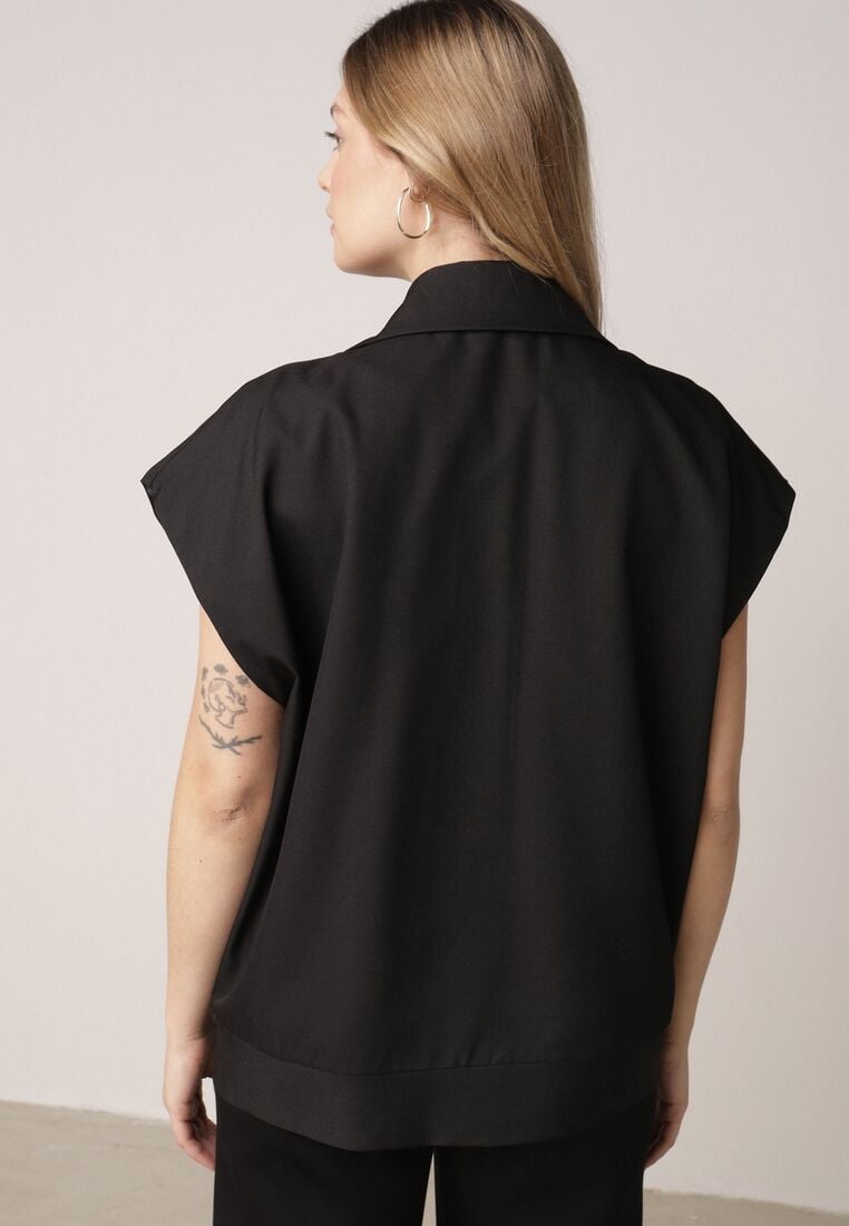 Czarna Garniturowa Kamizelka Oversize z Dwurzędowym Zapięciem Edriana 3