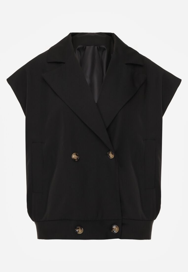 Czarna Garniturowa Kamizelka Oversize z Dwurzędowym Zapięciem Edriana 6