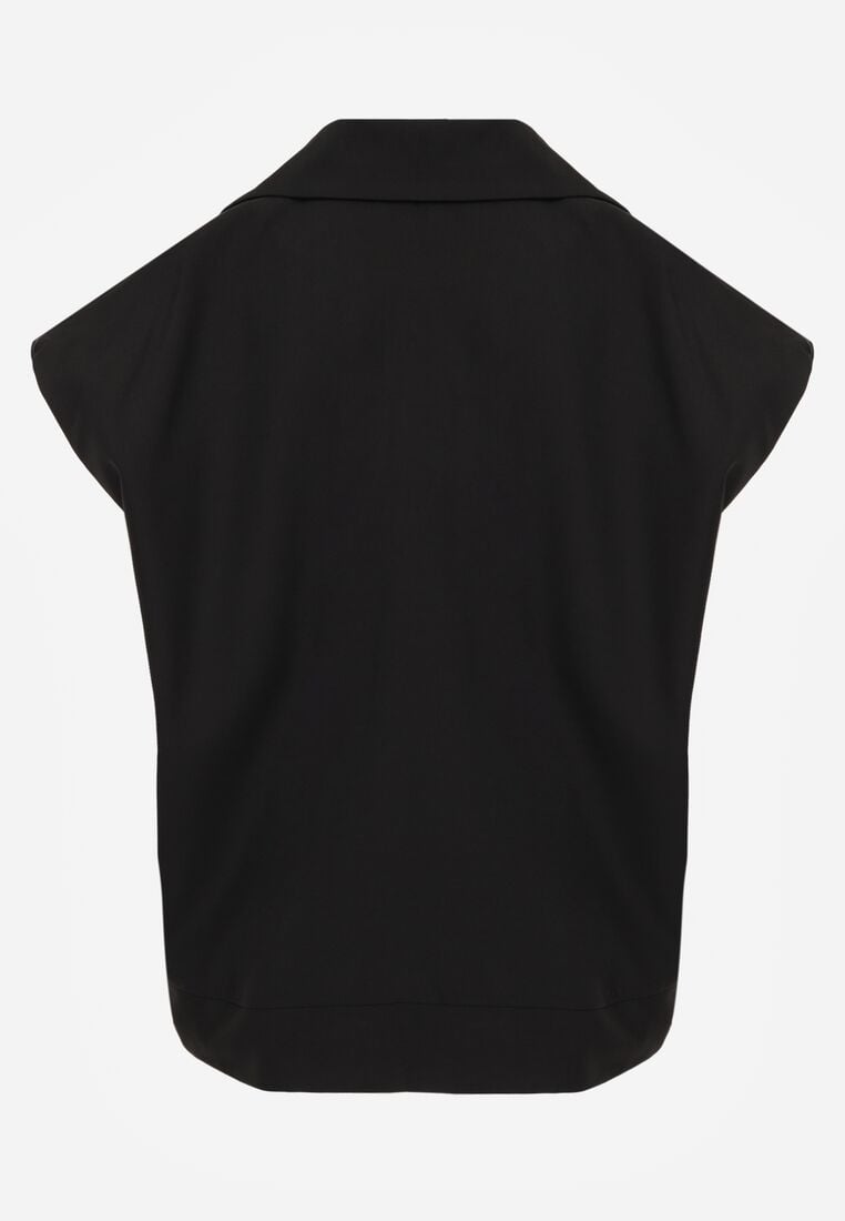 Czarna Garniturowa Kamizelka Oversize z Dwurzędowym Zapięciem Edriana 7