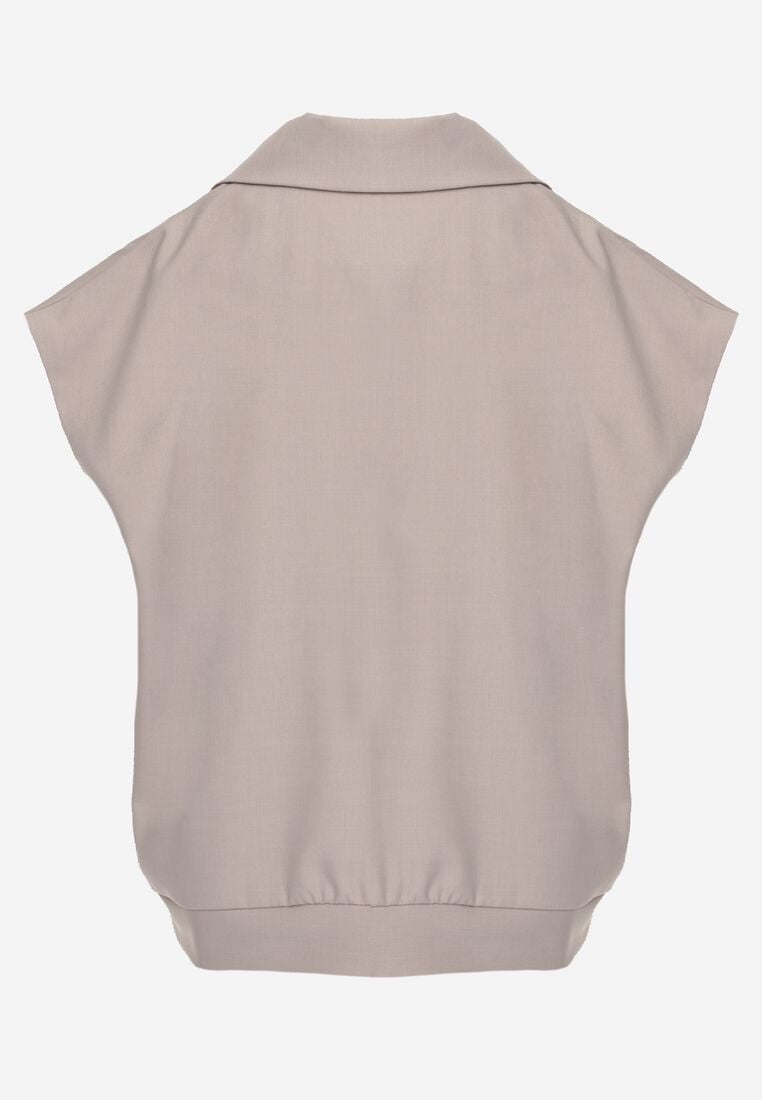 Beżowa Garniturowa Kamizelka Oversize z Dwurzędowym Zapięciem Edriana 7