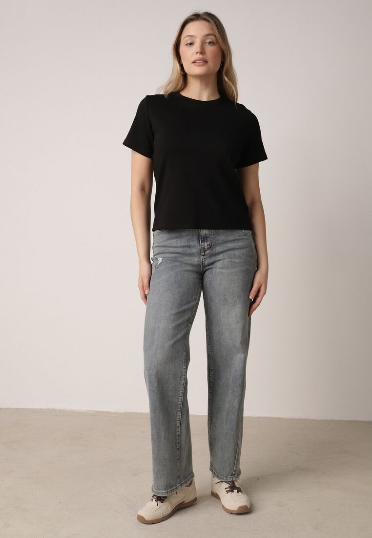 Czarny Bawełniany T-shirt w Klasycznym Stylu Hetita 2