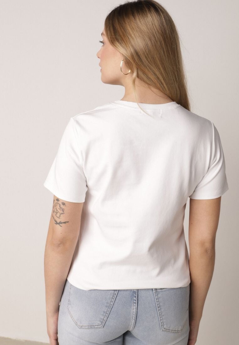 Biały Bawełniany T-shirt w Klasycznym Stylu Hetita 3