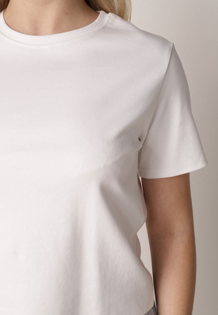 Biały Bawełniany T-shirt w Klasycznym Stylu Hetita 5