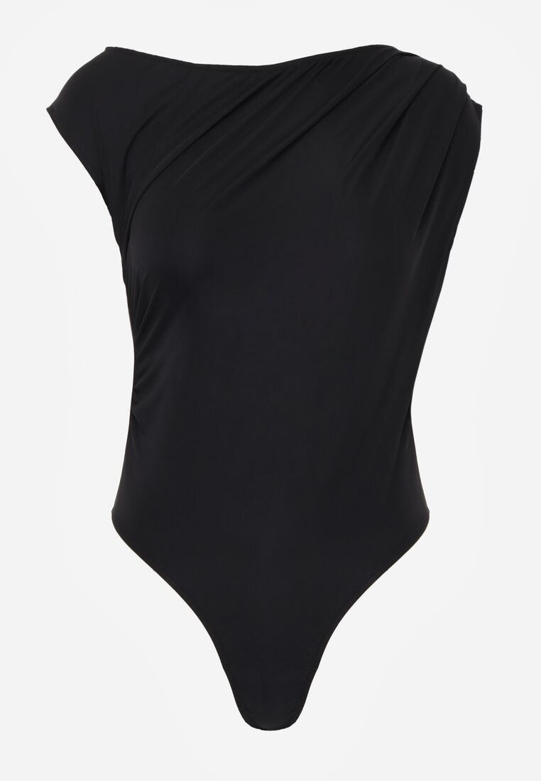 Czarne Asymetryczne Body Ozdobione Marszczeniem Dinida 4