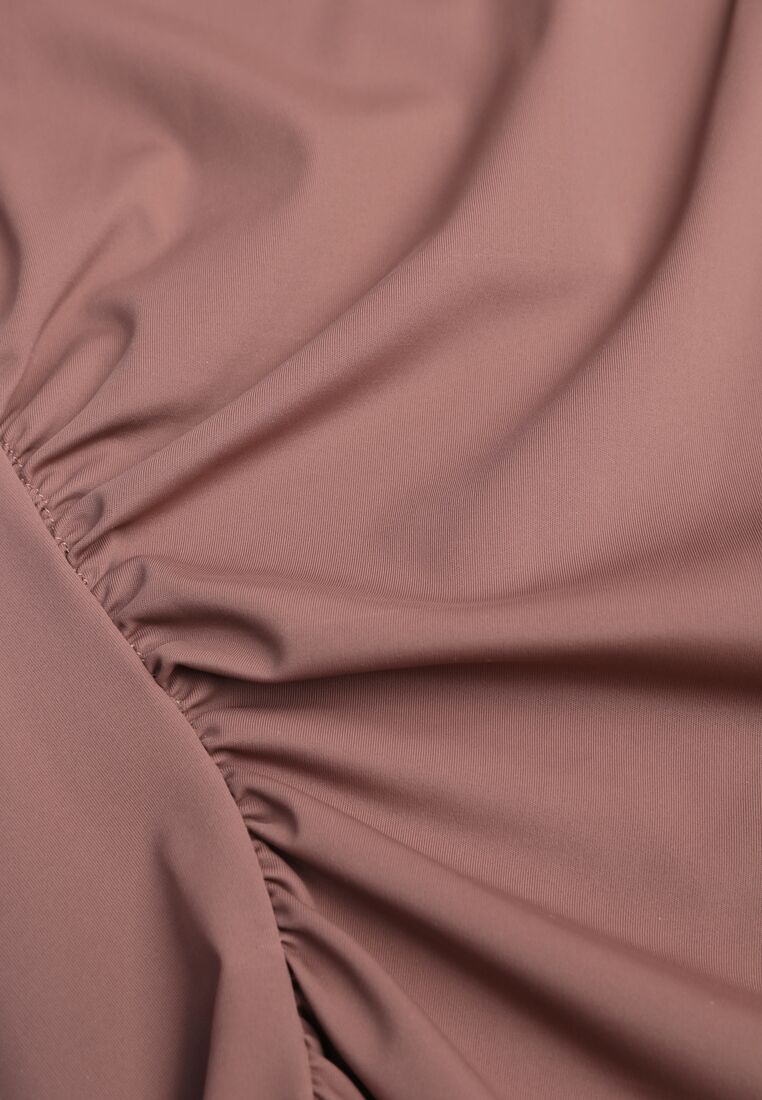 Brązowe Asymetryczne Body Ozdobione Marszczeniem Dinida 6