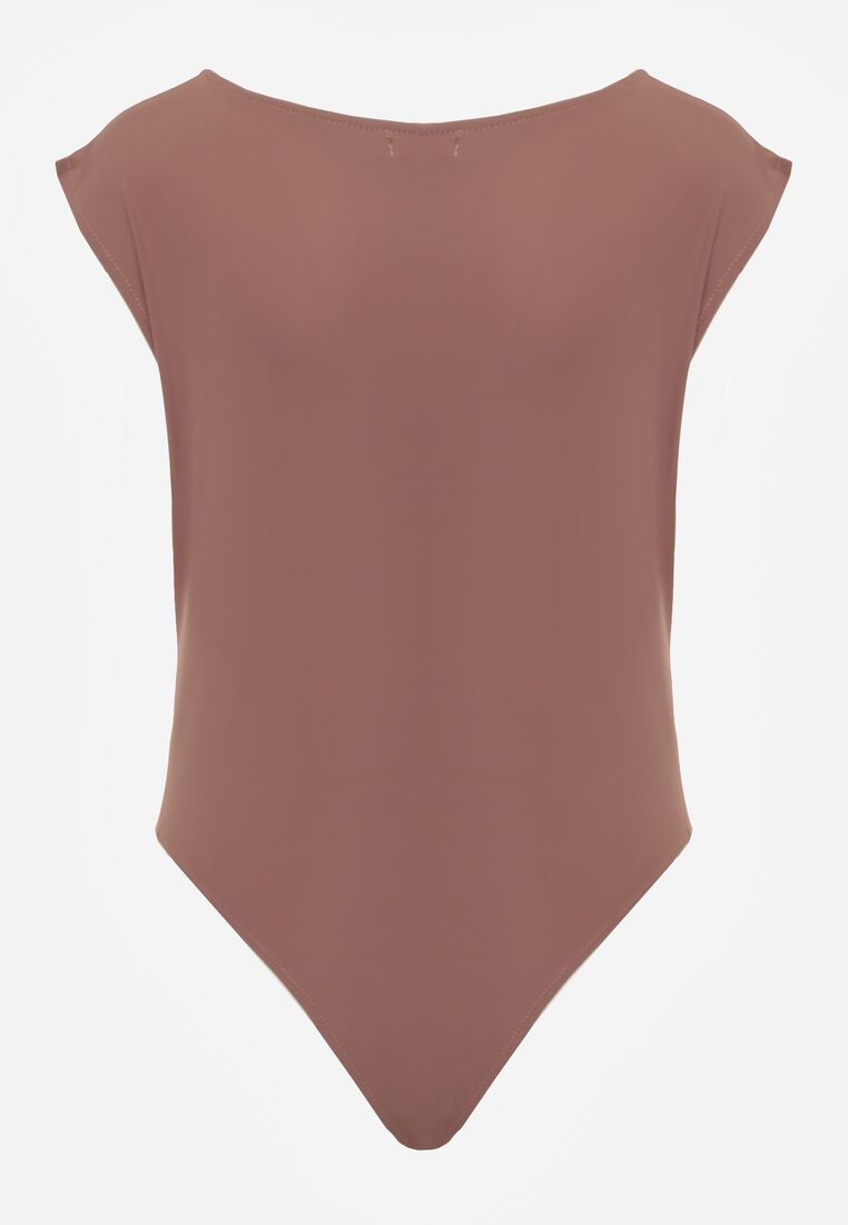 Brązowe Asymetryczne Body Ozdobione Marszczeniem Dinida 5