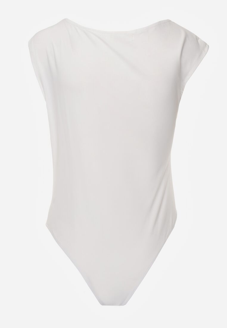 Białe Asymetryczne Body Ozdobione Marszczeniem Dinida 7