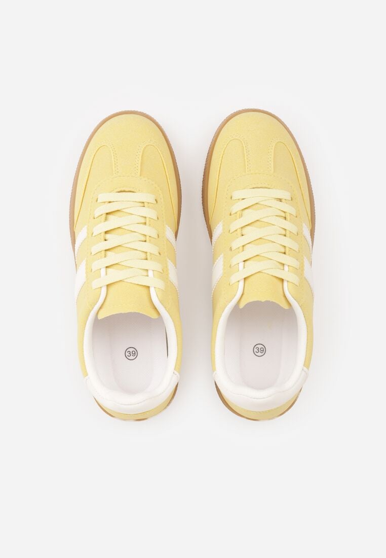 Żółte Sneakersy na Kauczukowej Podeszwie z Geometrycznym Motywem Vikioria 6