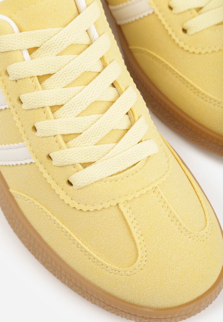 Żółte Sneakersy na Kauczukowej Podeszwie z Geometrycznym Motywem Vikioria 8