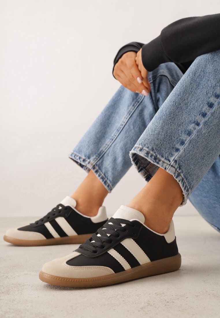 Sneakers Negri cu bej 2