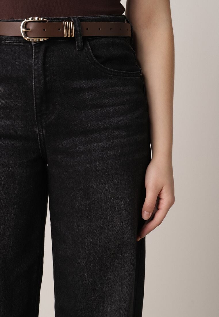 Czarne Jeansy o Szerokim Kroju Palazzo z Bawełną i Wysokim Stanem Zinnalitte 5