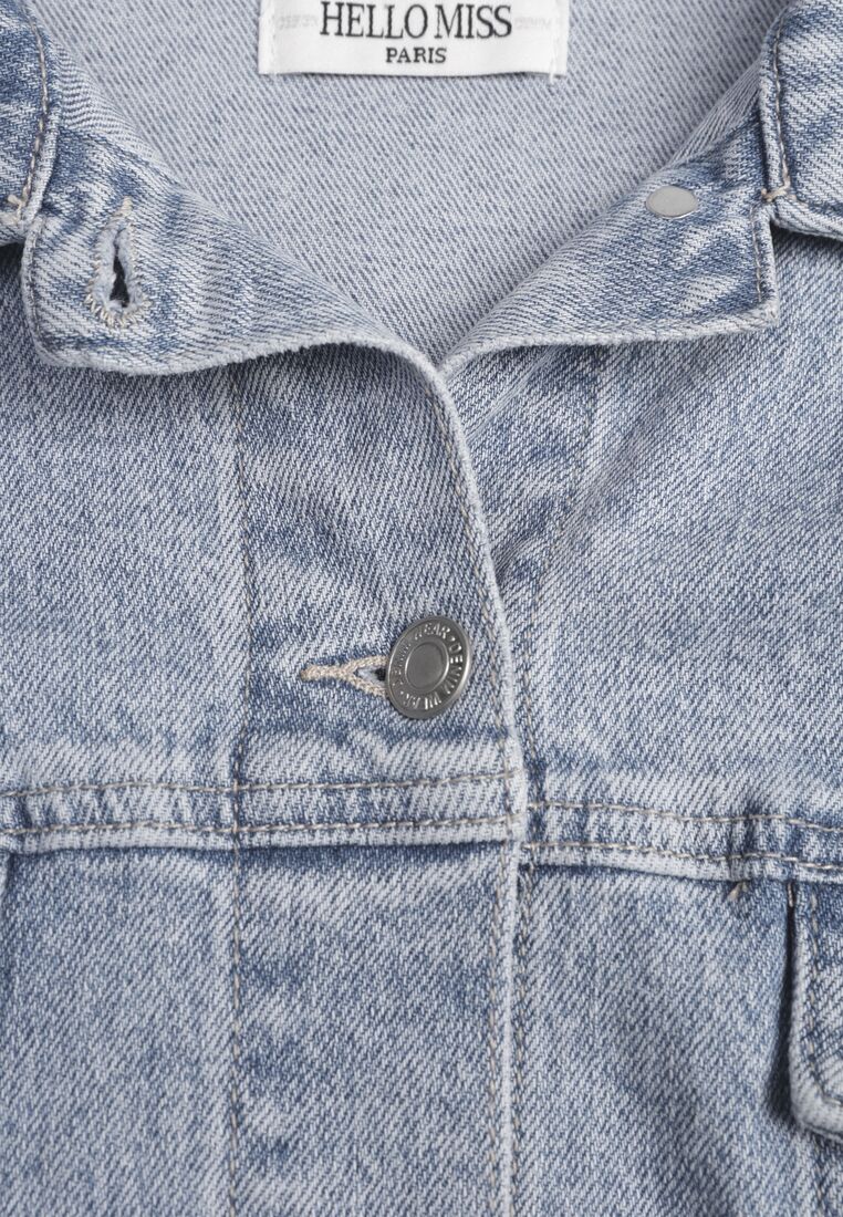 Niebieska Kurtka Jeansowa z Bawełną o Klasycznym Kroju Elliantrea 8