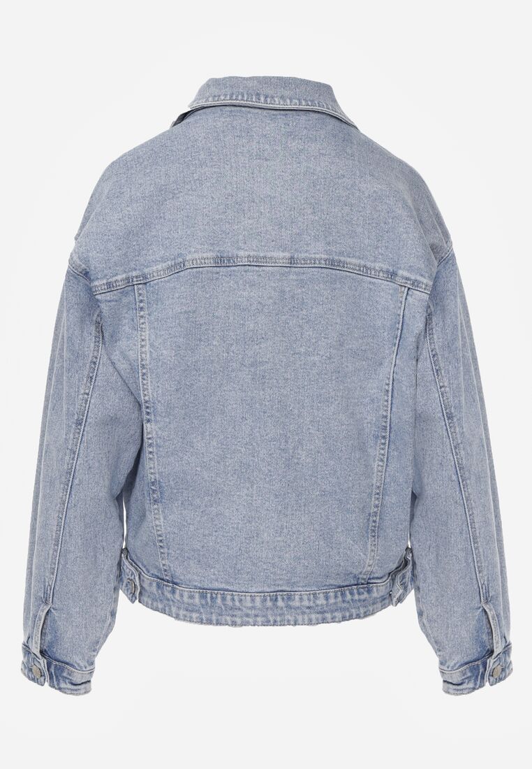 Niebieska Kurtka Jeansowa z Bawełną o Klasycznym Kroju Elliantrea 7
