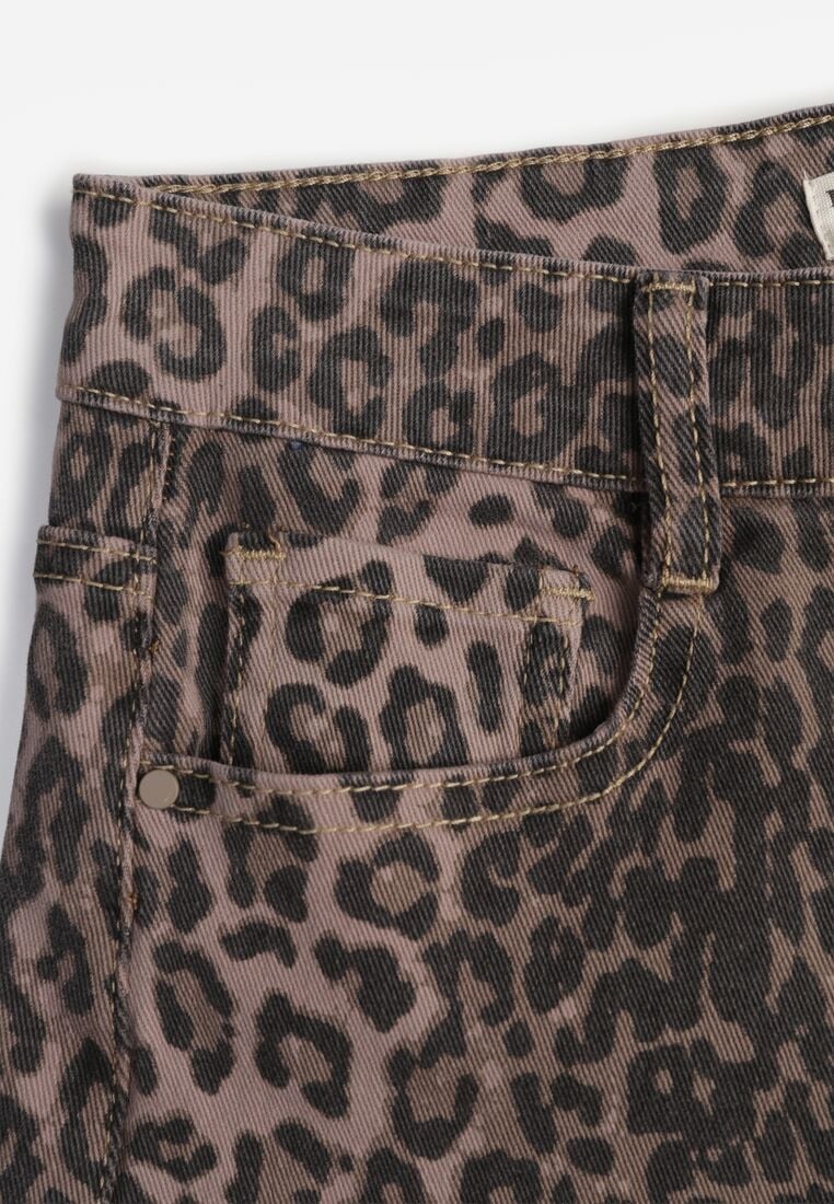 Panterkowe Bawełniane Jeansy z Szerokimi Nogawkami i Wysokim Stanem Salithirae 8