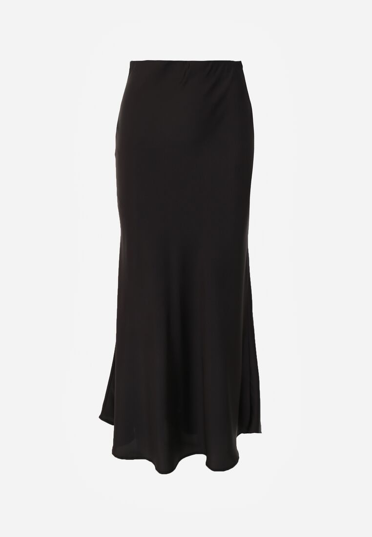 Czarna Satynowa Spódnica z Lekko Rozkloszowanym Dołem  Zinnemira 6