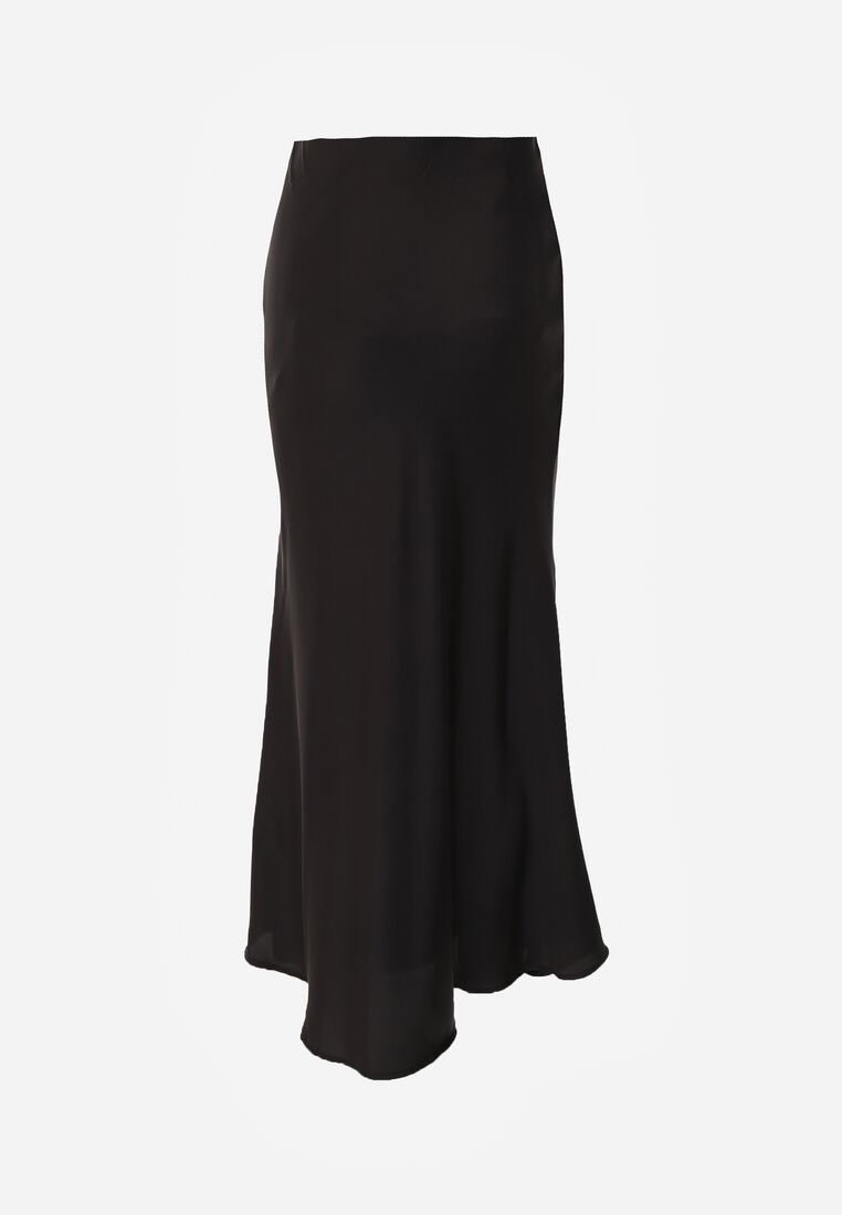 Czarna Satynowa Spódnica z Lekko Rozkloszowanym Dołem  Zinnemira 7