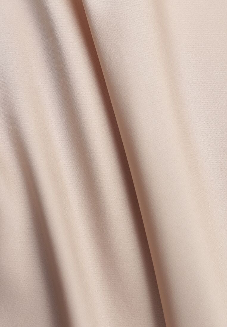 Beżowa Satynowa Spódnica z Lekko Rozkloszowanym Dołem  Zinnemira 8