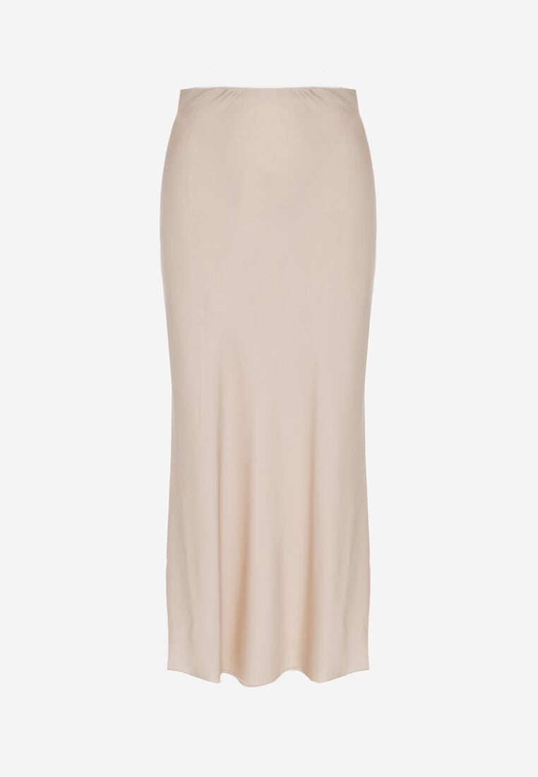 Beżowa Satynowa Spódnica z Lekko Rozkloszowanym Dołem  Zinnemira 6