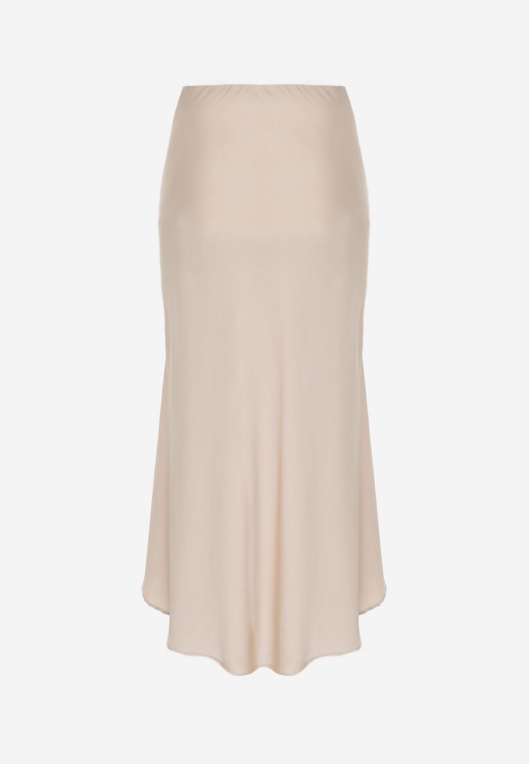 Beżowa Satynowa Spódnica z Lekko Rozkloszowanym Dołem  Zinnemira 7