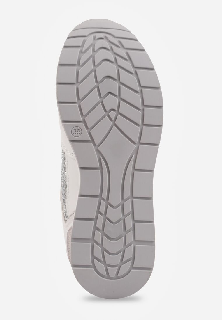 Białe Sneakersy na Grubej Podeszwie z Siateczkowymi i Metalicznymi Wstawkamu Sewtira 7