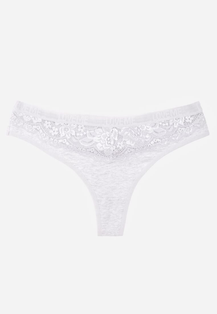 Szare Majtki Stringi z Bawełną Ozdobione Koronką Thelanthe 1