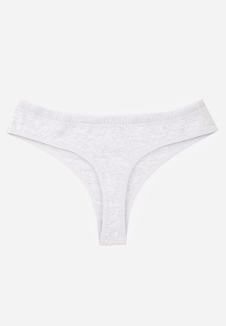 Szare Majtki Stringi z Bawełną Ozdobione Koronką Thelanthe 2