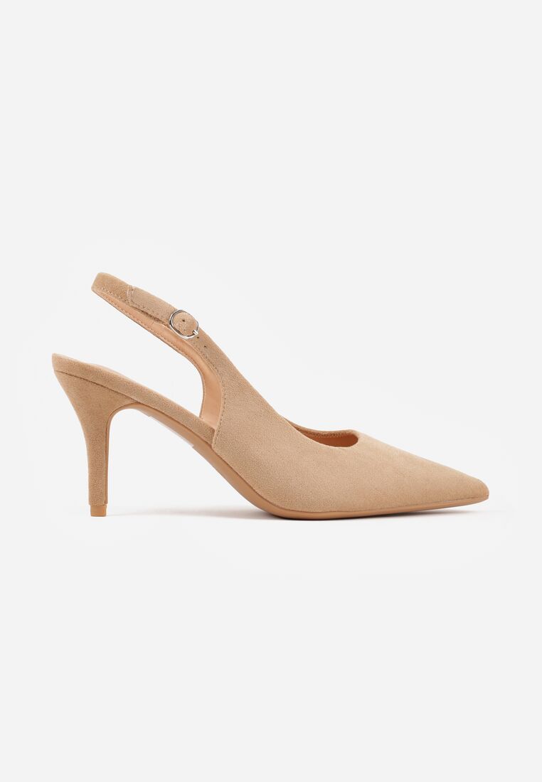 Ciemnobeżowe Sandały na Szpilce z Odkrytą Piętą Nevilianae 4