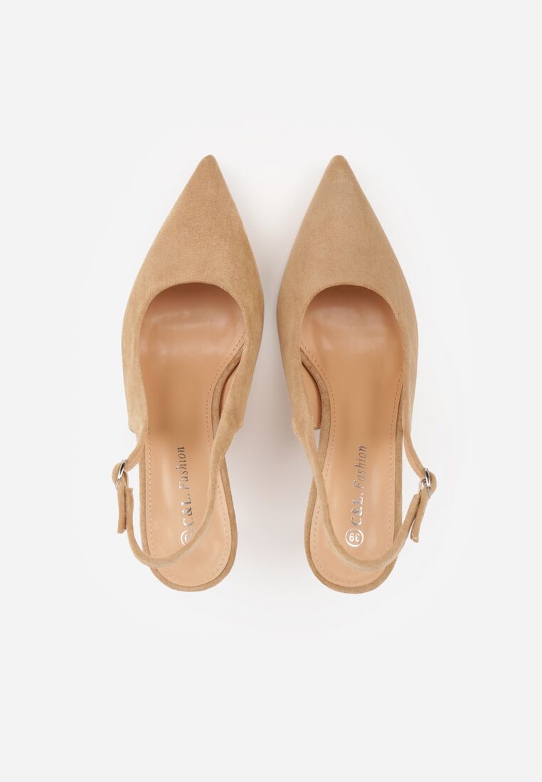 Ciemnobeżowe Sandały na Szpilce z Odkrytą Piętą Nevilianae 6