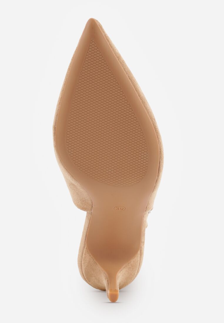 Ciemnobeżowe Sandały na Szpilce z Odkrytą Piętą Nevilianae 7