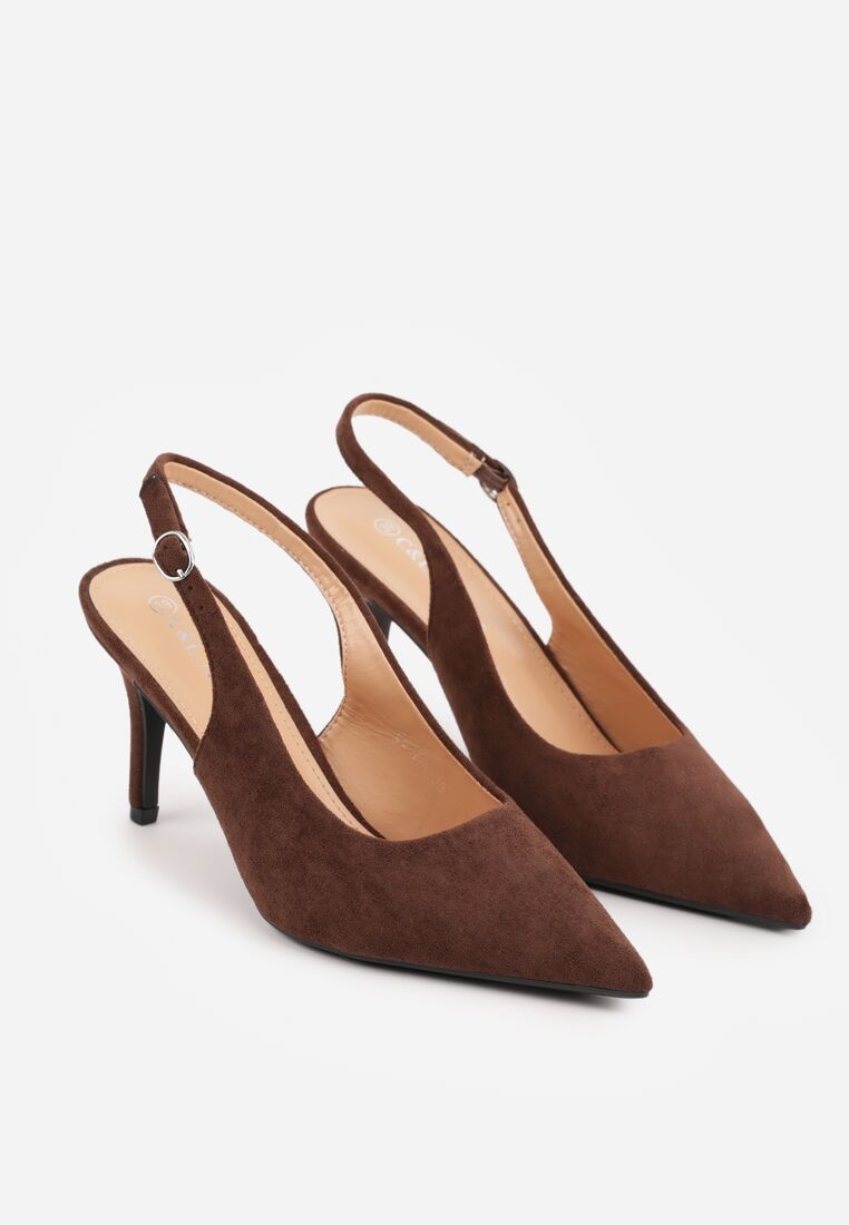 Brązowe Sandały na Szpilce z Odkrytą Piętą Nevilianae 5