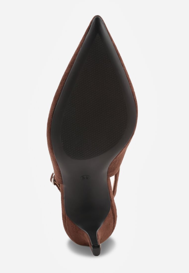 Brązowe Sandały na Szpilce z Odkrytą Piętą Nevilianae 7