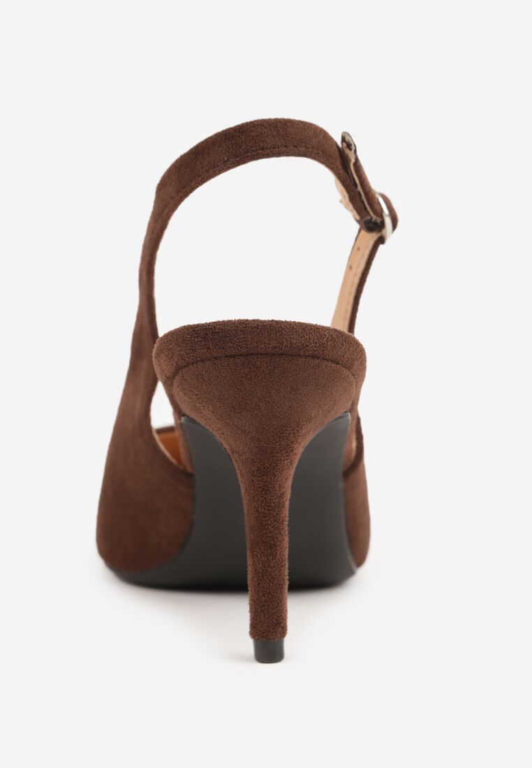 Brązowe Sandały na Szpilce z Odkrytą Piętą Nevilianae 8