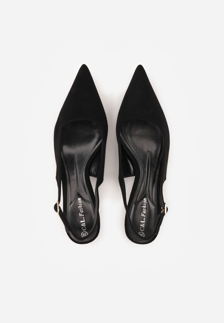 Czarne Czółenka na Szpilce Typu Kaczuszka z Odkrytą Piętą Vetiena 6