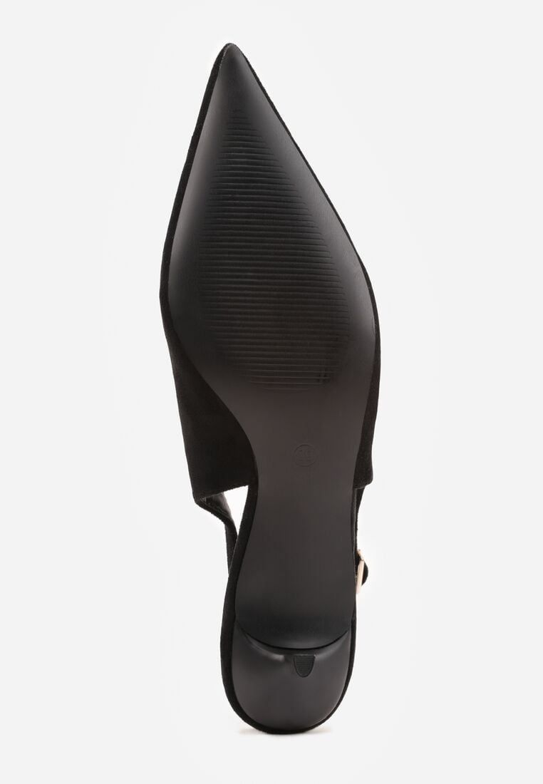 Czarne Czółenka na Szpilce Typu Kaczuszka z Odkrytą Piętą Vetiena 7
