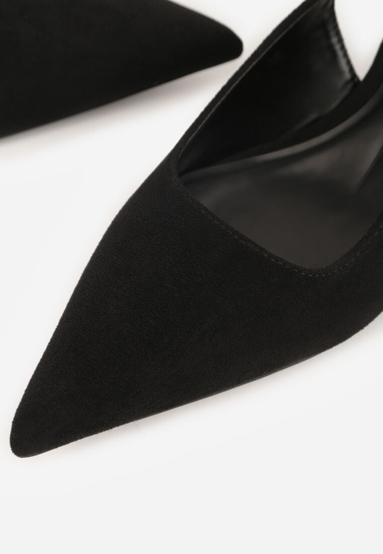 Czarne Czółenka na Szpilce Typu Kaczuszka z Odkrytą Piętą Vetiena 9