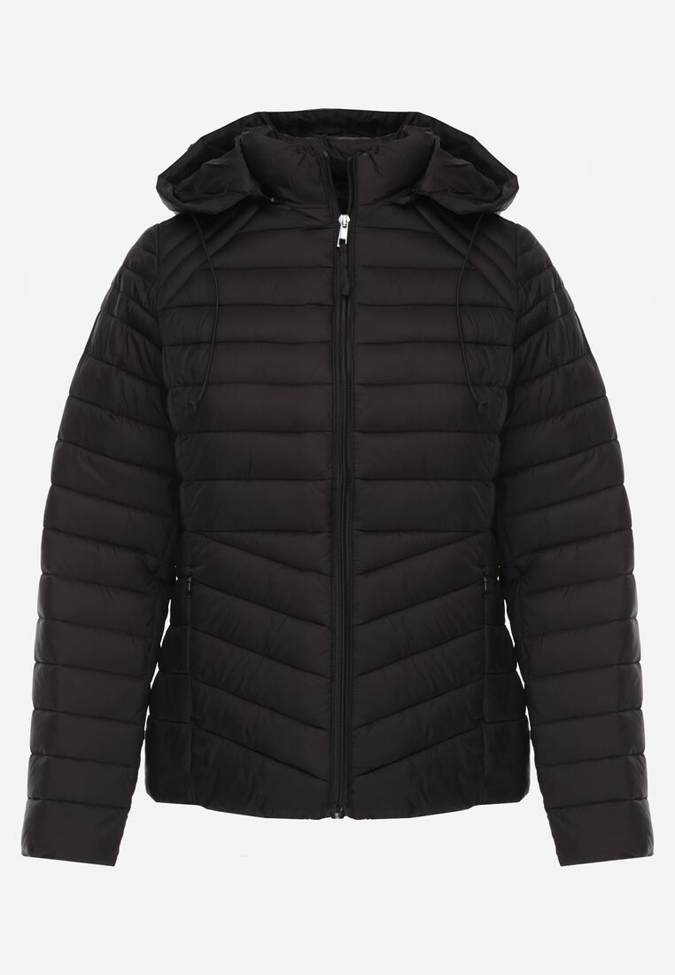 Czarna Klasyczna Kurtka Przejściowa z Pikowaniem i Odpinanym Kapturem Pretiella 6