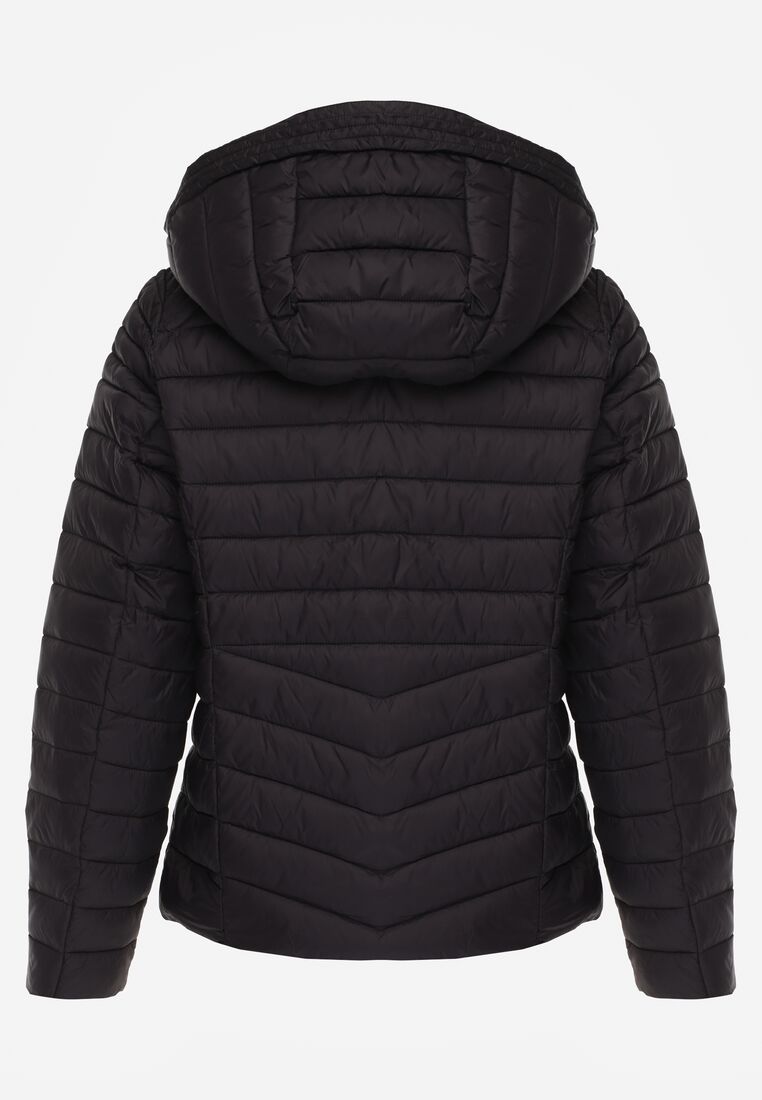 Czarna Klasyczna Kurtka Przejściowa z Pikowaniem i Odpinanym Kapturem Pretiella 7
