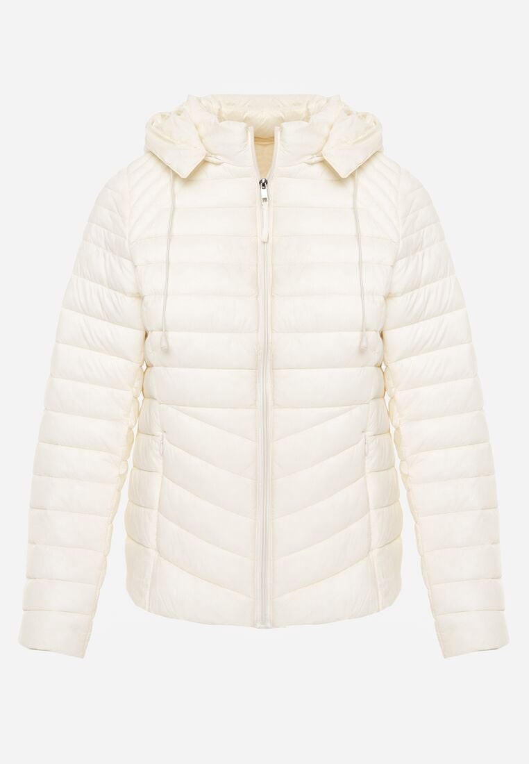 Jasnobeżowa Klasyczna Kurtka Przejściowa z Pikowaniem i Odpinanym Kapturem Pretiella 6