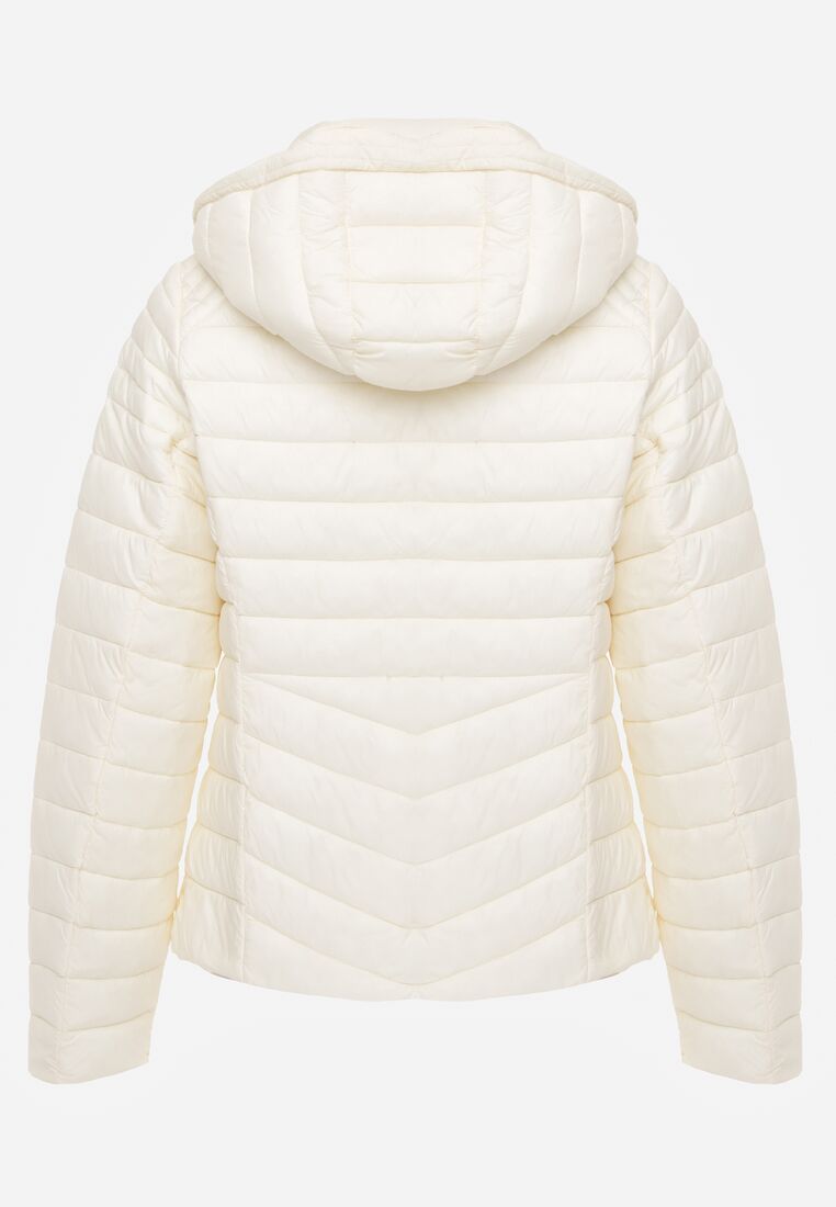 Jasnobeżowa Klasyczna Kurtka Przejściowa z Pikowaniem i Odpinanym Kapturem Pretiella 7