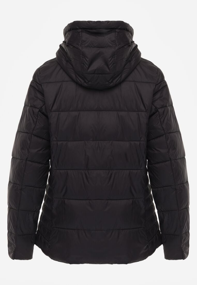 Czarna Kurtka Pikowana na Sezon Pzejściowy z Kapturem Zinnitha 7