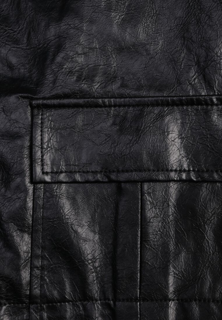 Czarna Kurtka Ramoneska Bomberka Ściągana po Bokach Salanthe 8