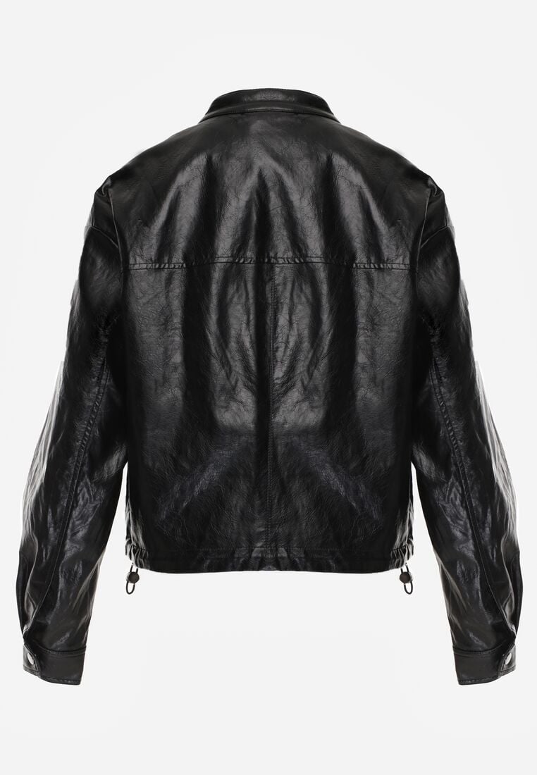 Czarna Kurtka Ramoneska Bomberka Ściągana po Bokach Salanthe 7