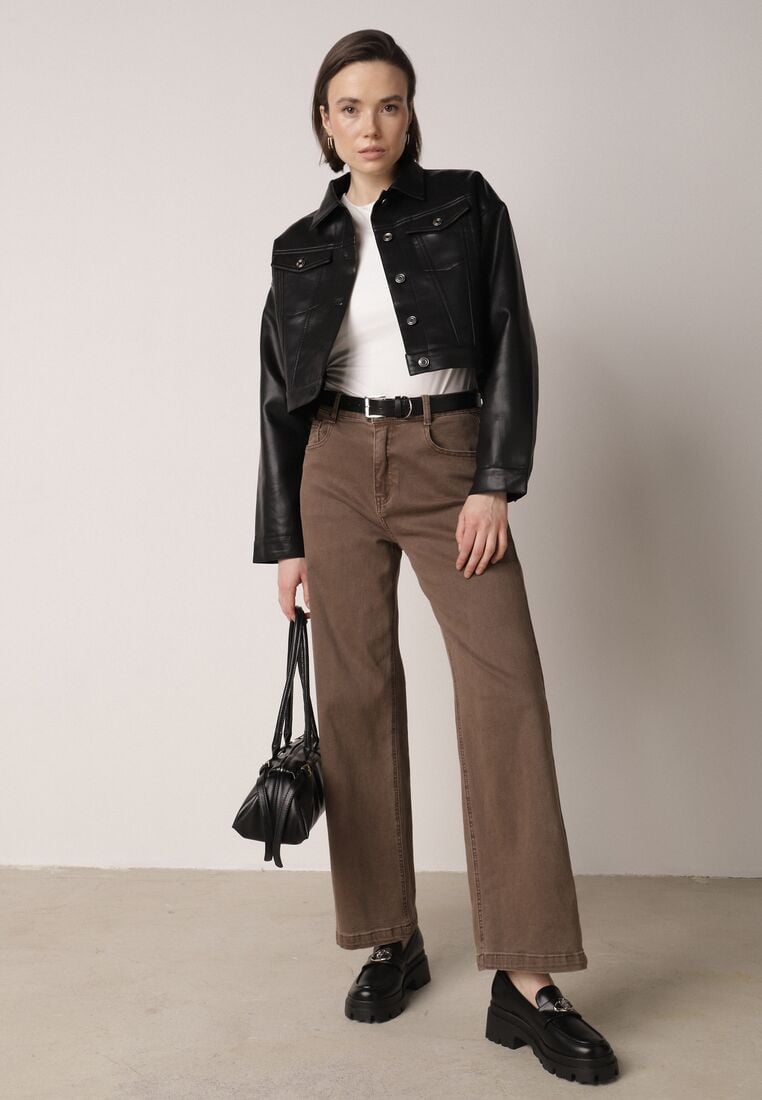 Czarna Kurtka Ramoneska o Krótkim Koszulowym Kroju Savalorne 2