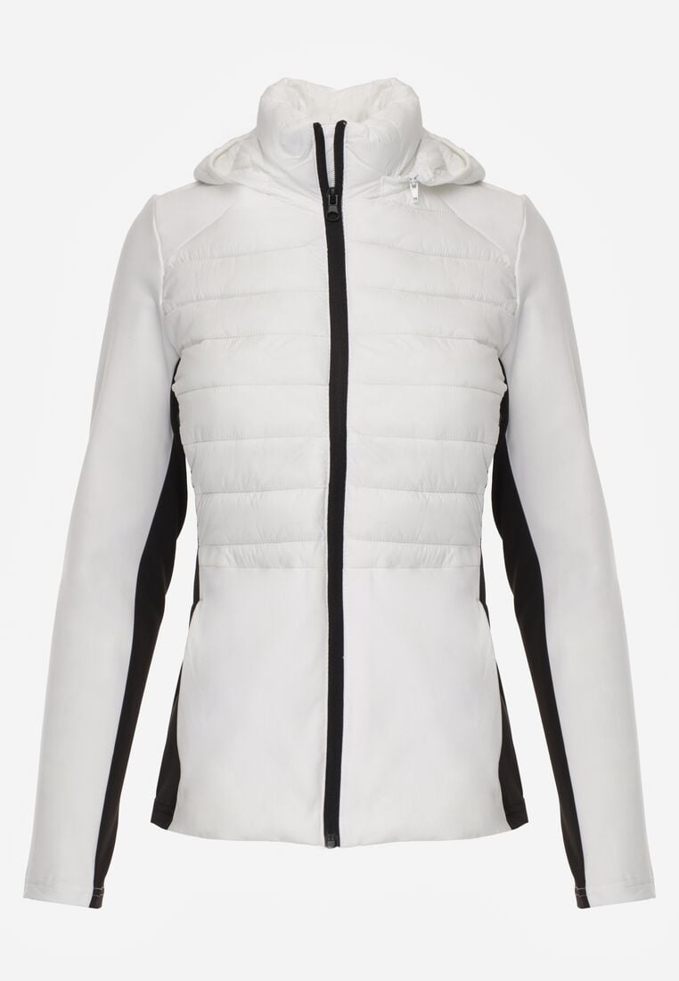 Biała Pikowana Kurtka Przejściowa z Kapturem i Elastycznymi Rękawami Nikitha 6
