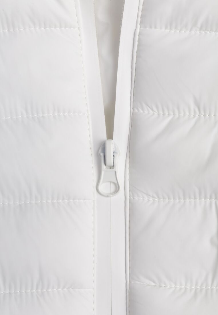 Biała Pikowana Kurtka Przejściowa z Kapturem i Elastycznymi Panelami Feziala 8