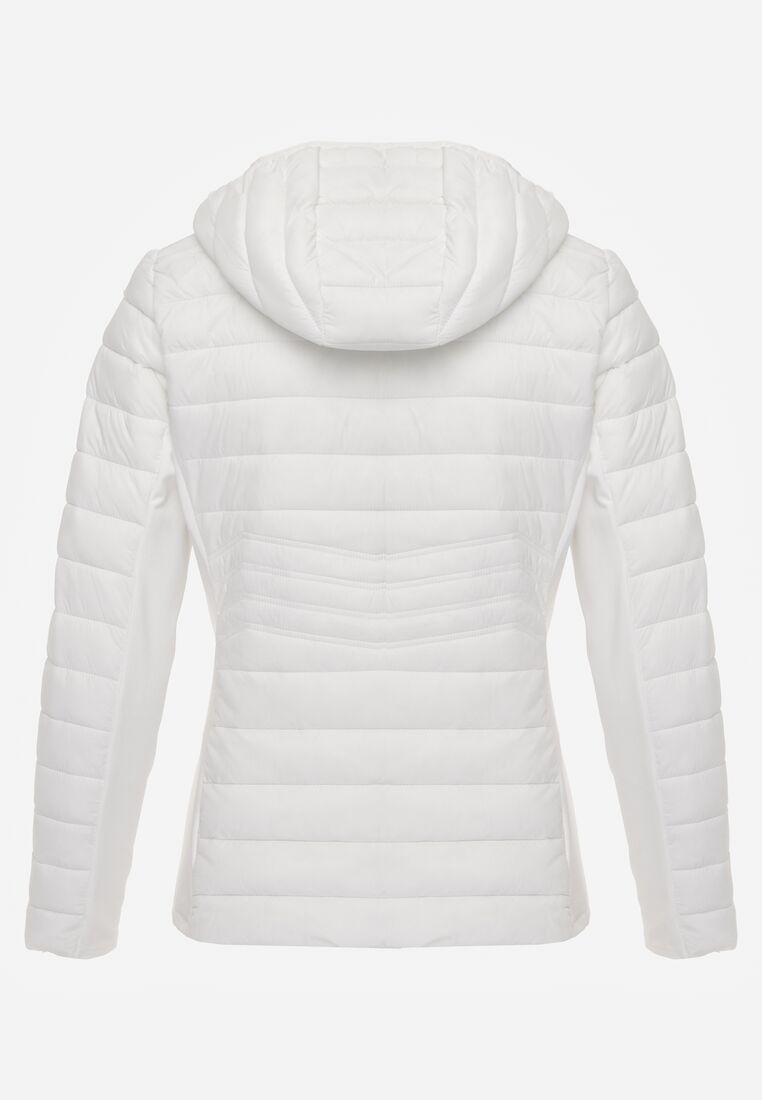 Biała Pikowana Kurtka Przejściowa z Kapturem i Elastycznymi Panelami Feziala 7