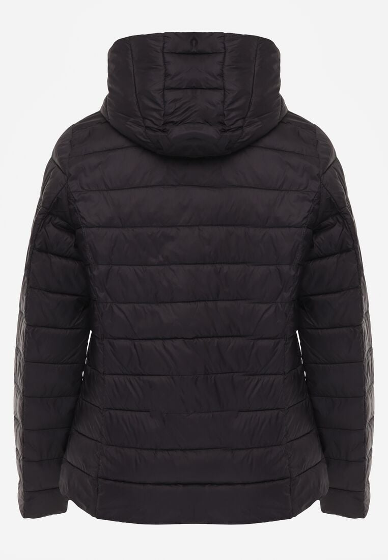Czarna Przejściowa Kurtka z Kapturem i Pikowanymi Przeszyciami Pretilda 7