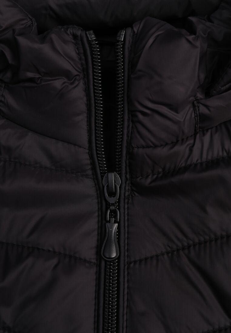 Czarna Przejściowa Kurtka Pikowana z Odpinanym Kapturem Edrelith 8